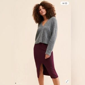 Free People - Skyline Midi Pencil Skirt | Women's S, Front Slit, Ribbed Knit